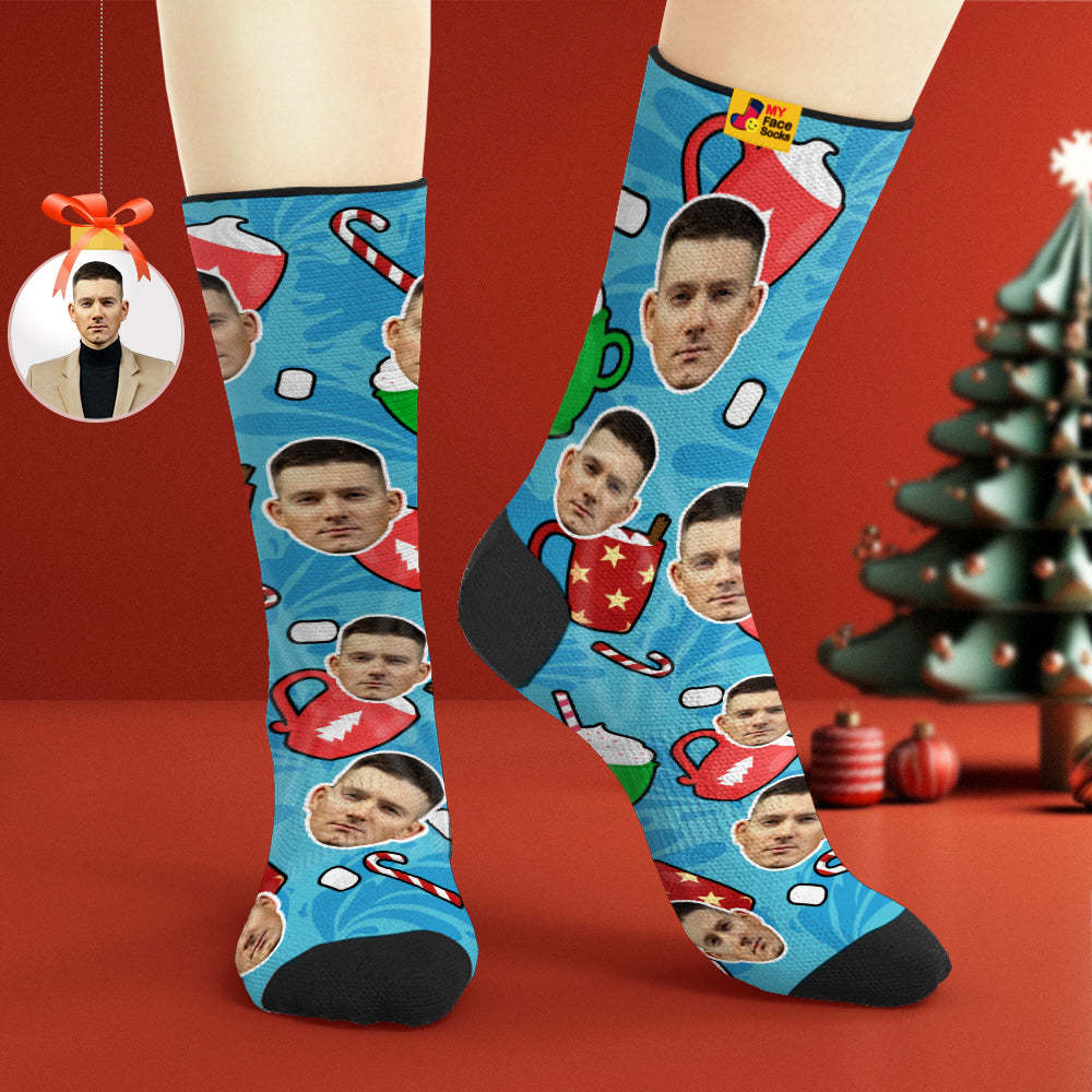 La Cara Respirable De La Navidad De Encargo Pega Los Regalos Suaves Personalizados De Los Calcetines - MyFaceSocksES