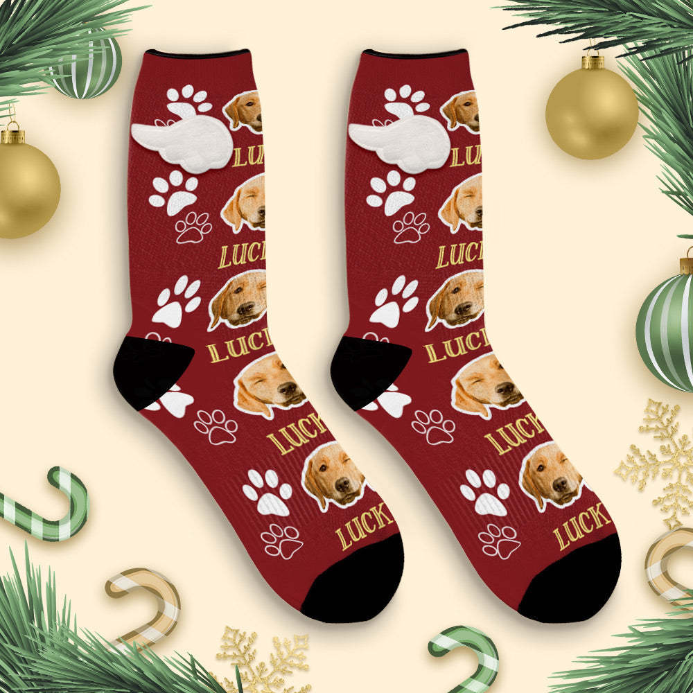La Cara Del Perro De Encargo Pega Los Regalos Magnéticos De La Navidad De Los Calcetines Del Ala 3d - MyFaceSocksES