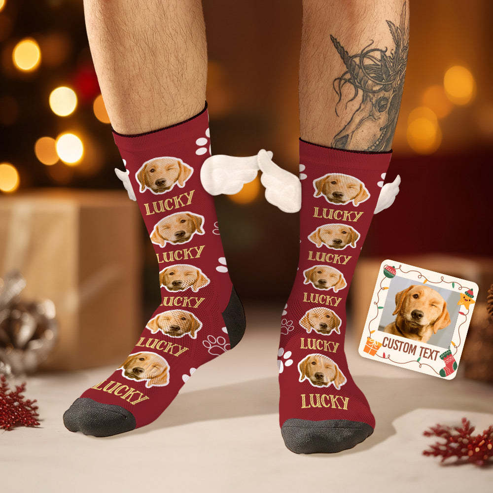 La Cara Del Perro De Encargo Pega Los Regalos Magnéticos De La Navidad De Los Calcetines Del Ala 3d - MyFaceSocksES