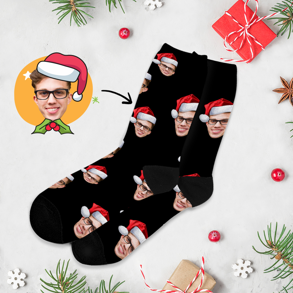 Calcetines Navideños Personalizados Con Foto De Cara Completa, Diseños Personalizados Divertidos, La Mejor Idea De Regalo Para Navidad - MyFaceSocksES