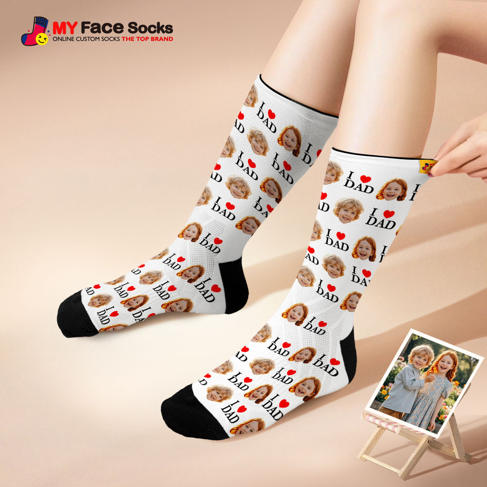 Calcetines Personalizados Con Impresión Fotográfica De Cara Completa, Calcetines Coloridos, Tacones Altos, Diseño Personalizado, El Mejor Regalo Para El Día Del Padre. - MyFaceSocksES