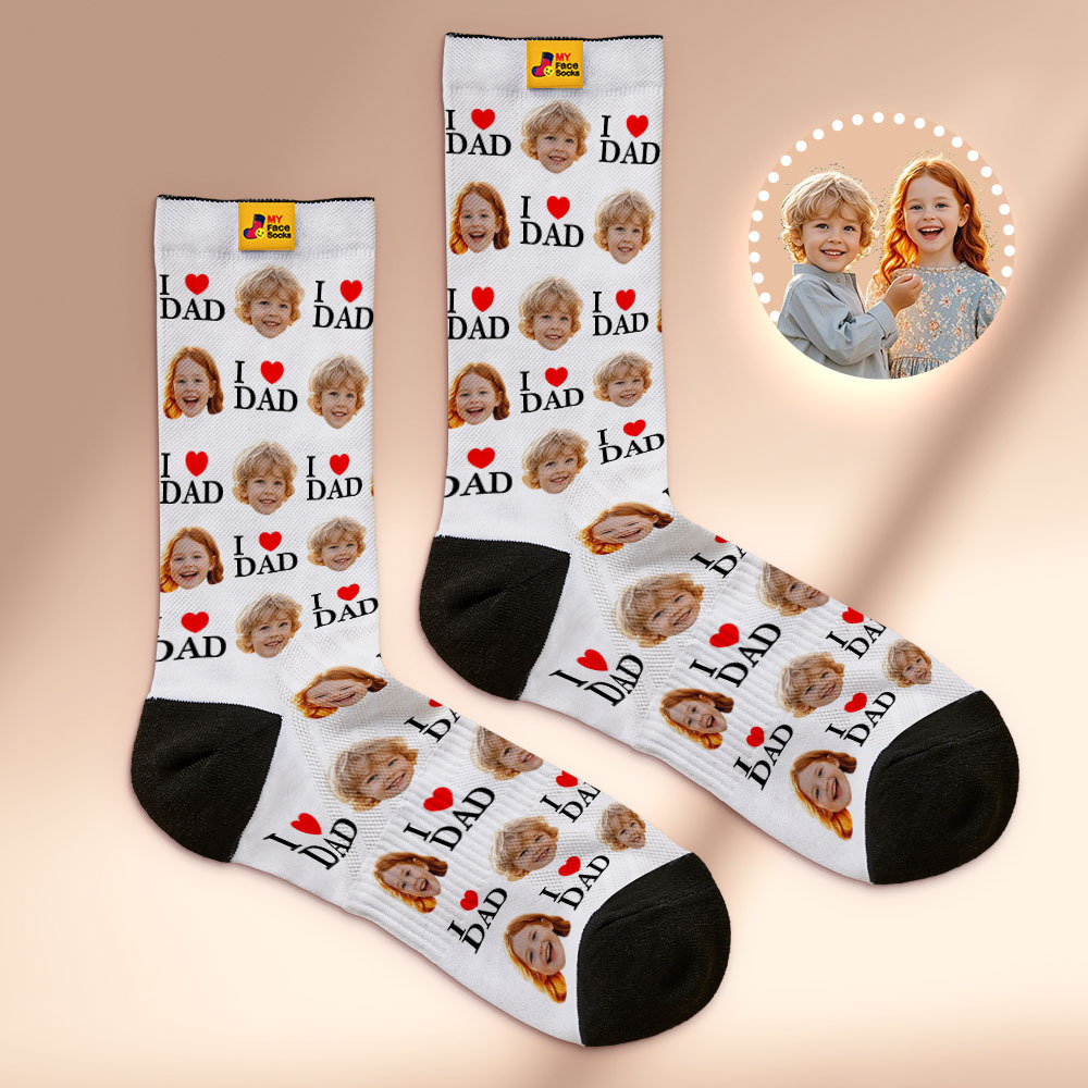 Calcetines Personalizados Con Impresión Fotográfica De Cara Completa, Calcetines Coloridos, Tacones Altos, Diseño Personalizado, El Mejor Regalo Para El Día Del Padre. - MyFaceSocksES