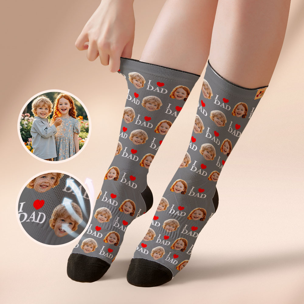 Calcetines Personalizados Con Impresión Fotográfica De Cara Completa, Calcetines Coloridos, Tacones Altos, Diseño Personalizado, El Mejor Regalo Para El Día Del Padre. - MyFaceSocksES