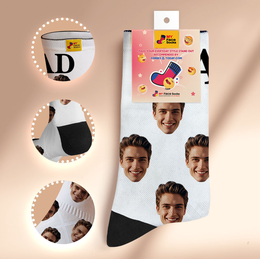 Calcetines Personalizados Con Foto De Cara Completa, Calcetines Coloridos Con Corona Para Papá, Diseño Personalizado, El Mejor Regalo Para Papá. - MyFaceSocksES