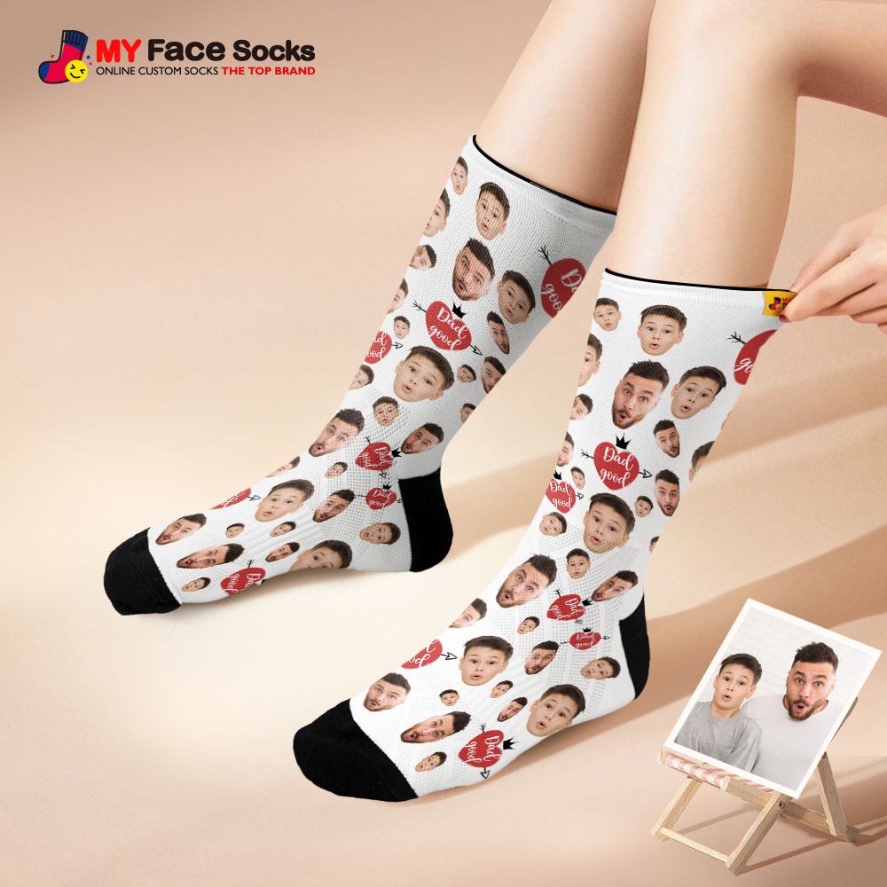 Calcetines Personalizados Con Foto De Cara Completa, Calcetines Con Corona De Colores, Diseño Personalizado, El Mejor Regalo Para El Día Del Padre. - MyFaceSocksES