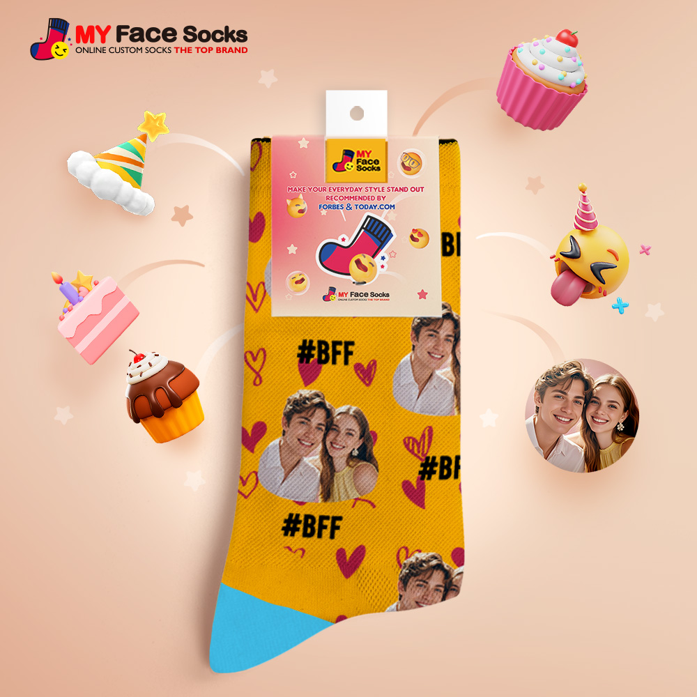 Calcetines Con Cara Personalizados #bff Agrega Varias Fotos Regalo Para Mejores Amigas Calcetines Con Cara Personalizados