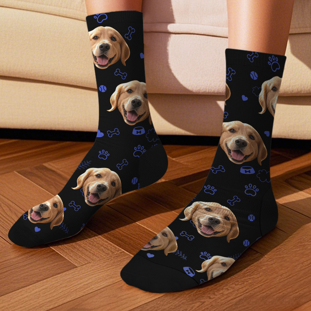 Calcetines Personalizados Con Caras Y Fotos. Calcetines Personalizados Con Huellas De Perro Y Huesos Para Amantes De Las Mascotas. Idea De Regalo Divertida. - MyFaceSocksES