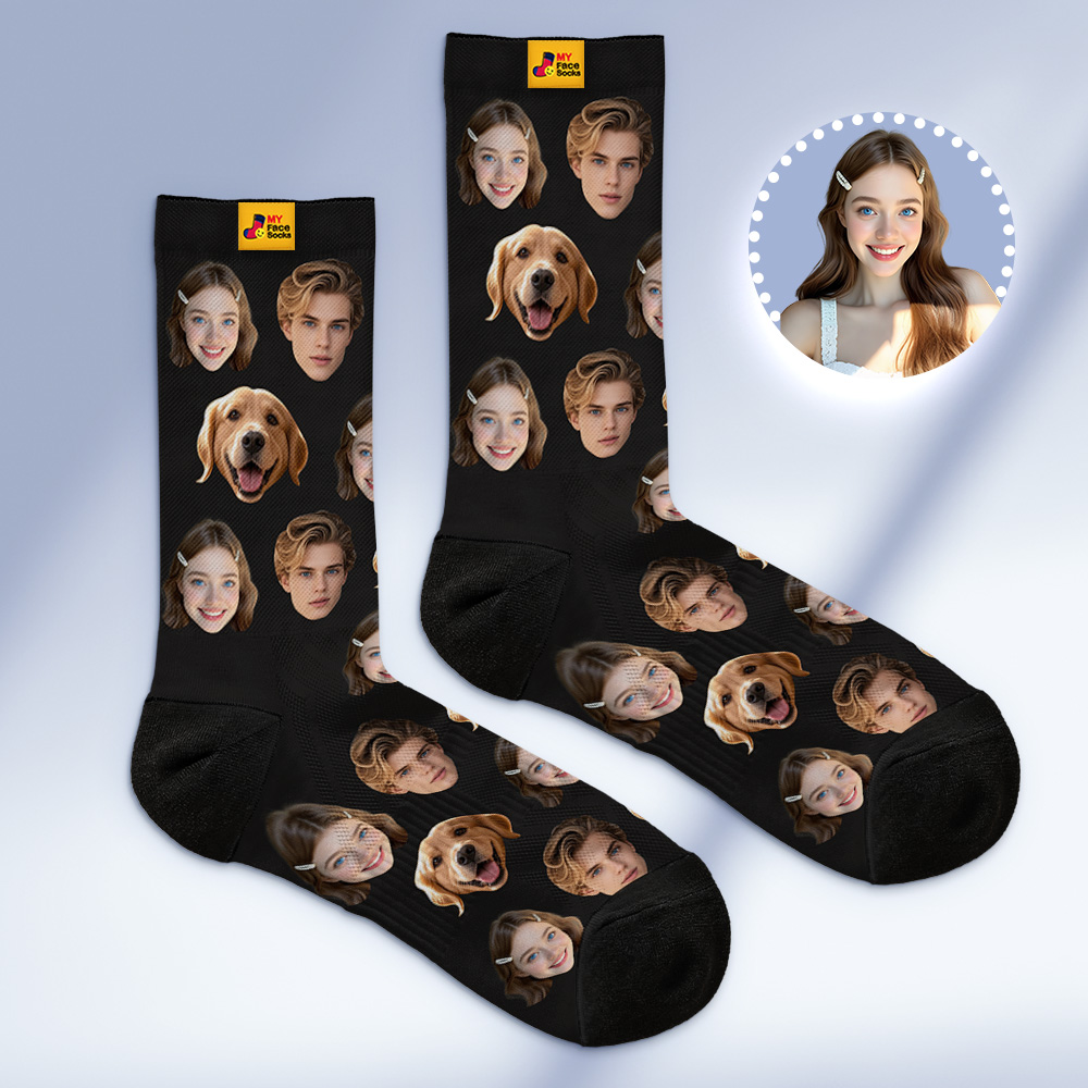 Calcetines Personalizados Con Caras, Calcetines Personalizados Con Foto De Caras, Regalo Divertido, Calcetines Familiares Con Foto