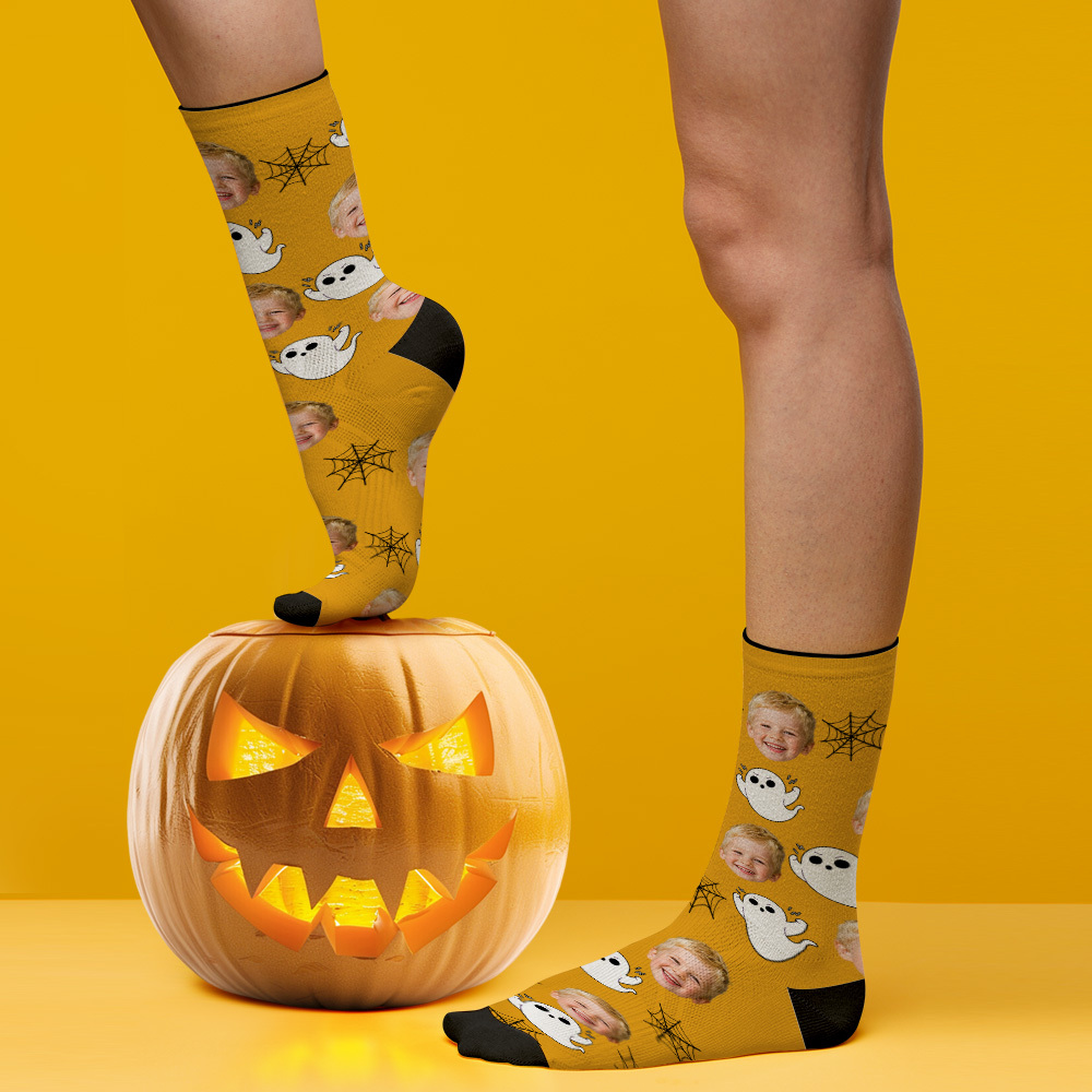 Calcetines De Halloween Personalizados Con Tu Foto: Una Idea De Regalo Espeluznante - MyFaceSocksES