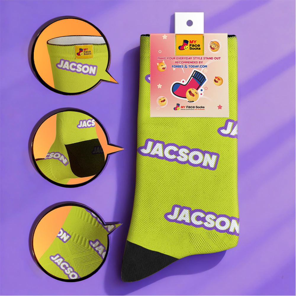 Calcetines Con Letras Personalizadas, Calcetines Con Grabado Personalizado, Calcetines De Dopamina, Regalo De Estilo Multicolor Brillante. - MyFaceSocksES