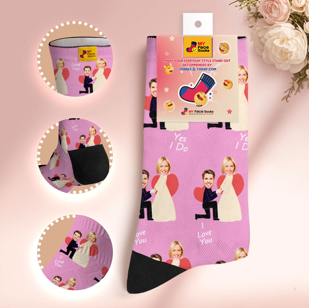 Calcetines Personalizados Con Temática De Boda, Calcetines Con Foto De Pareja, Regalo Divertido Para Novios, Regalo Personalizado De Aniversario O Compromiso. - MyFaceSocksES