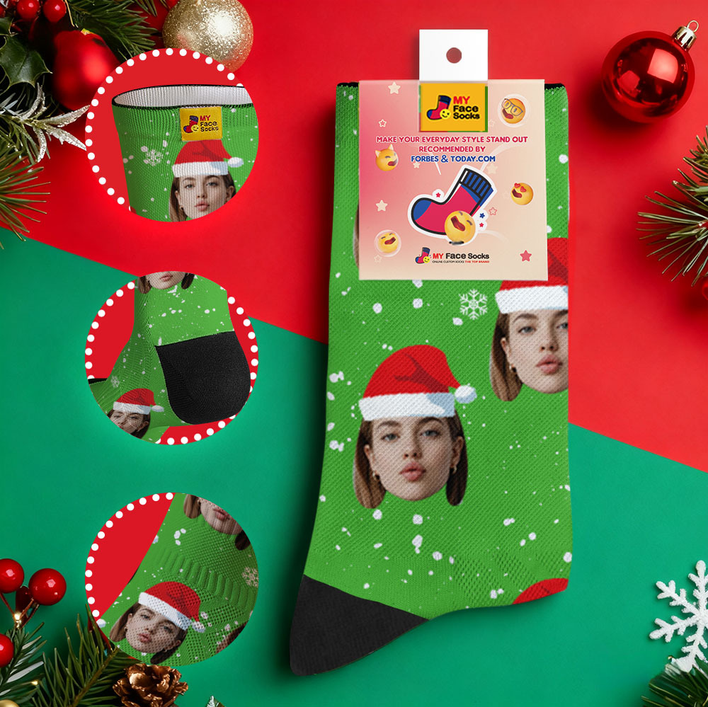 Calcetines Navideños Personalizados Negros Con Foto De Papá Noel. Regalo Para Familia Y Pareja. - MyFaceSocksES