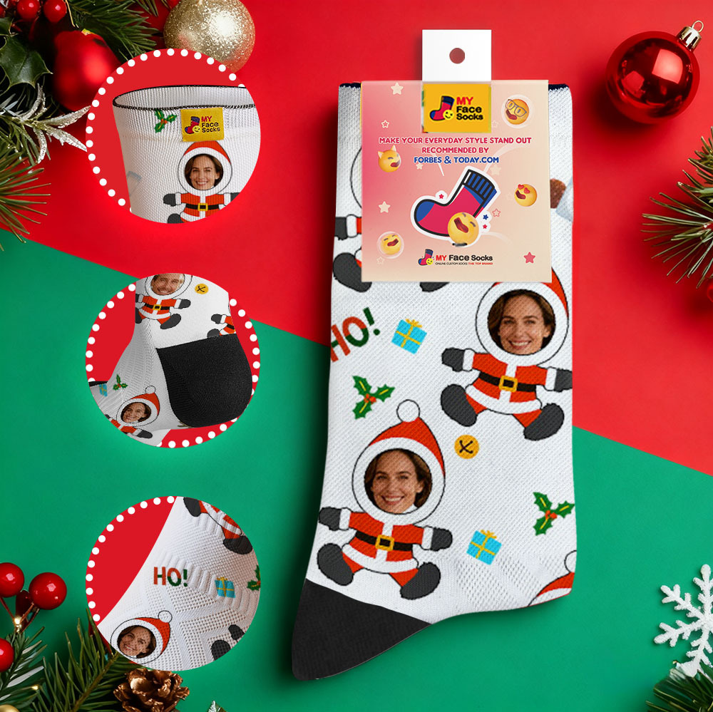 Calcetines Navideños Personalizados De Muñeco De Nieve Hoho, Calcetines Navideños Personalizados, Regalo Para Familia Y Pareja. - MyFaceSocksES