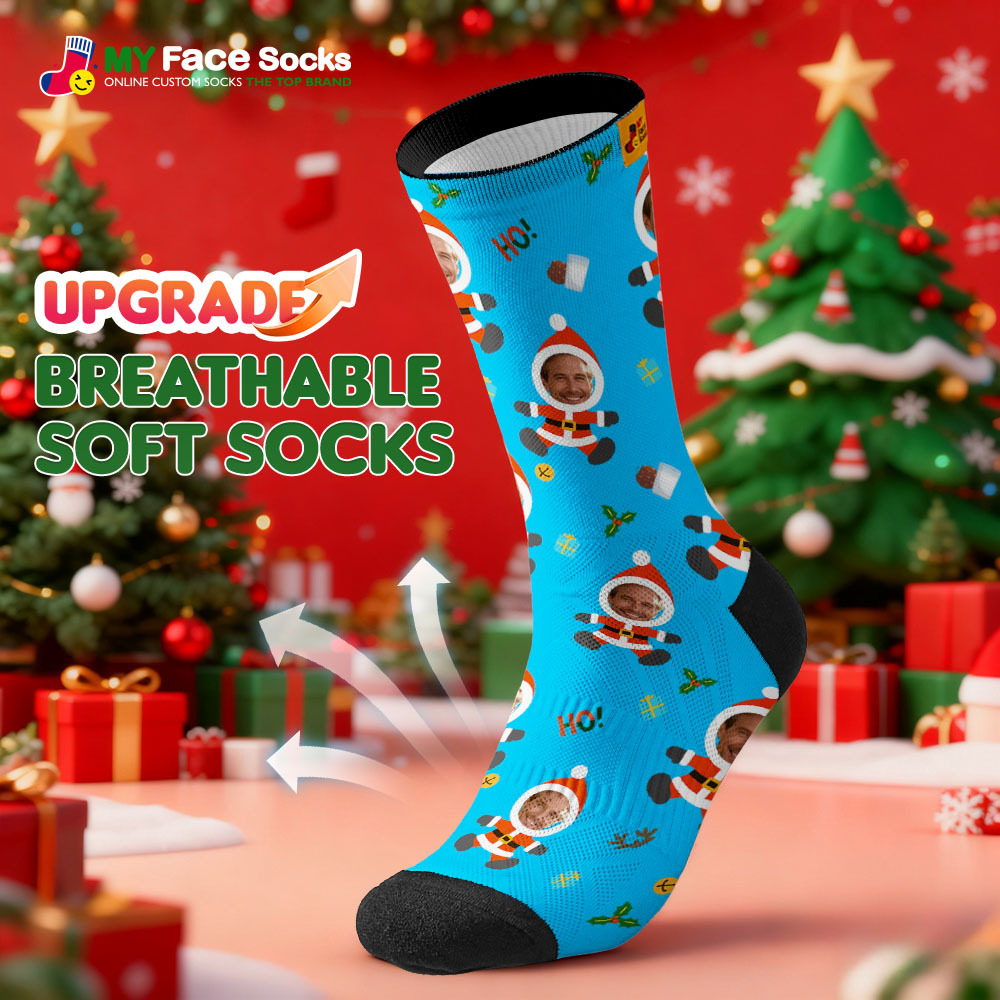 Calcetines Navideños Personalizados De Muñeco De Nieve Hoho, Calcetines Navideños Personalizados, Regalo Para Familia Y Pareja. - MyFaceSocksES