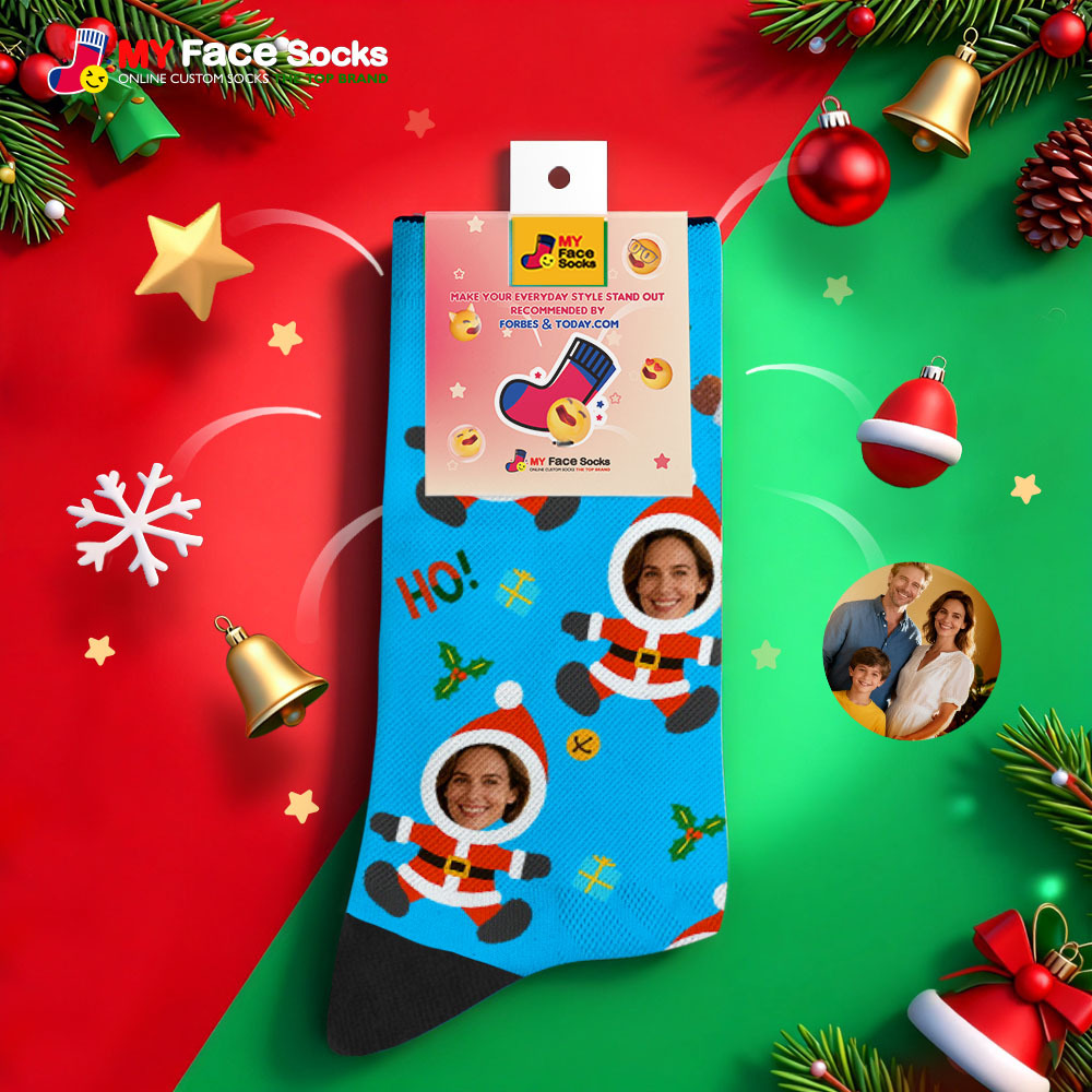 Calcetines Navideños Personalizados De Muñeco De Nieve Hoho, Calcetines Navideños Personalizados, Regalo Para Familia Y Pareja. - MyFaceSocksES