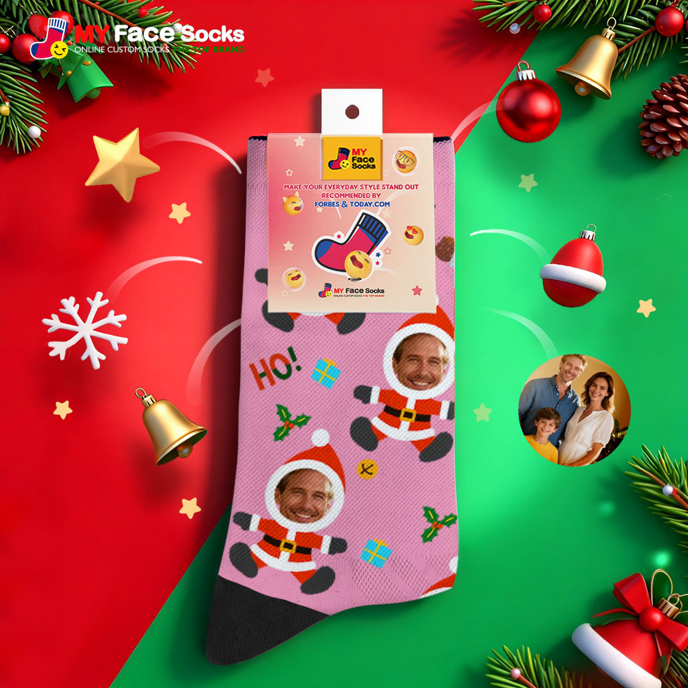 Calcetines Navideños Personalizados De Muñeco De Nieve Hoho, Calcetines Navideños Personalizados, Regalo Para Familia Y Pareja. - MyFaceSocksES