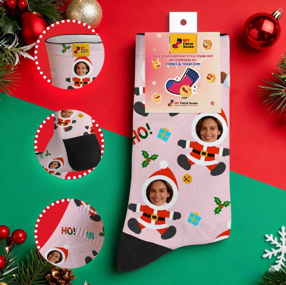 Calcetines Navideños Personalizados De Muñeco De Nieve Hoho, Calcetines Navideños Personalizados, Regalo Para Familia Y Pareja. - MyFaceSocksES