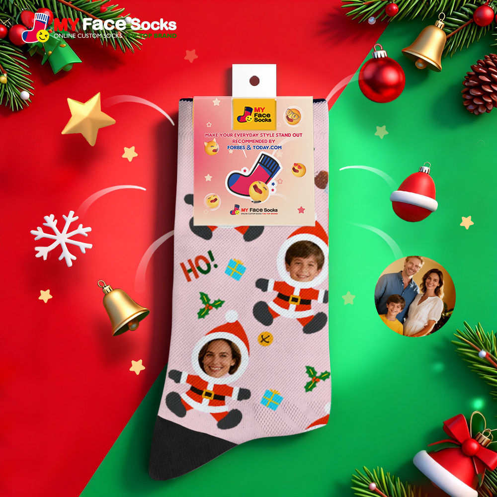 Calcetines Navideños Personalizados De Muñeco De Nieve Hoho, Calcetines Navideños Personalizados, Regalo Para Familia Y Pareja. - MyFaceSocksES