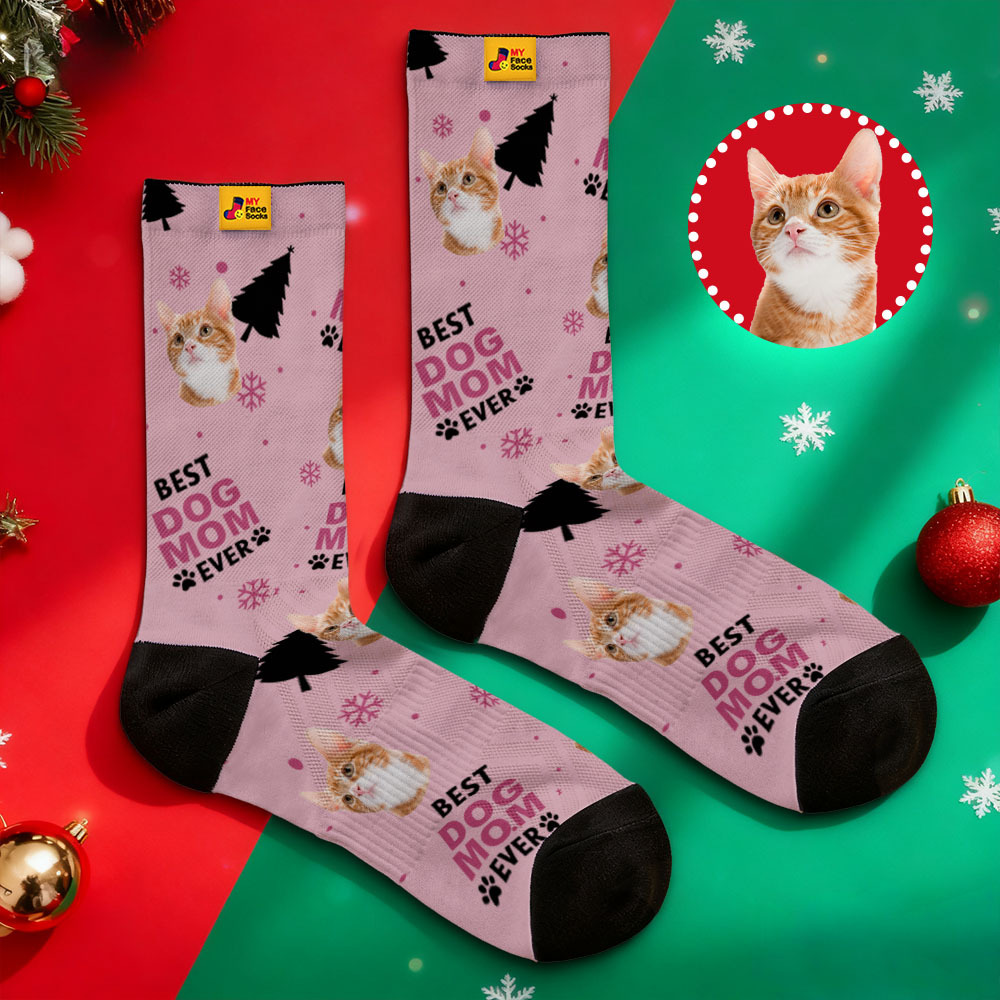 Calcetines Navideños Personalizados Con Temática De Gato Para Amantes De Las Mascotas - MyFaceSocksES