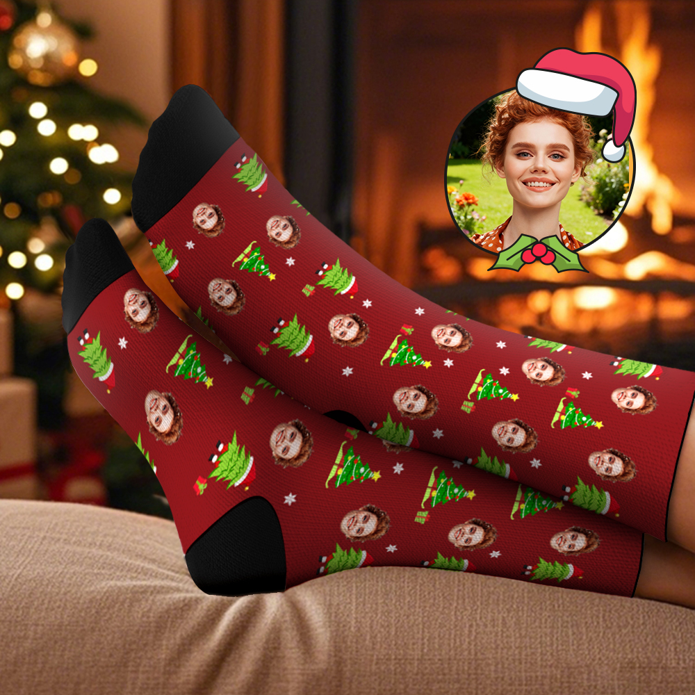 Calcetines Personalizados Para Árbol De Navidad, Calcetines Personalizados Con Cara, Regalo De Papá Noel Para La Familia - MyFaceSocksES