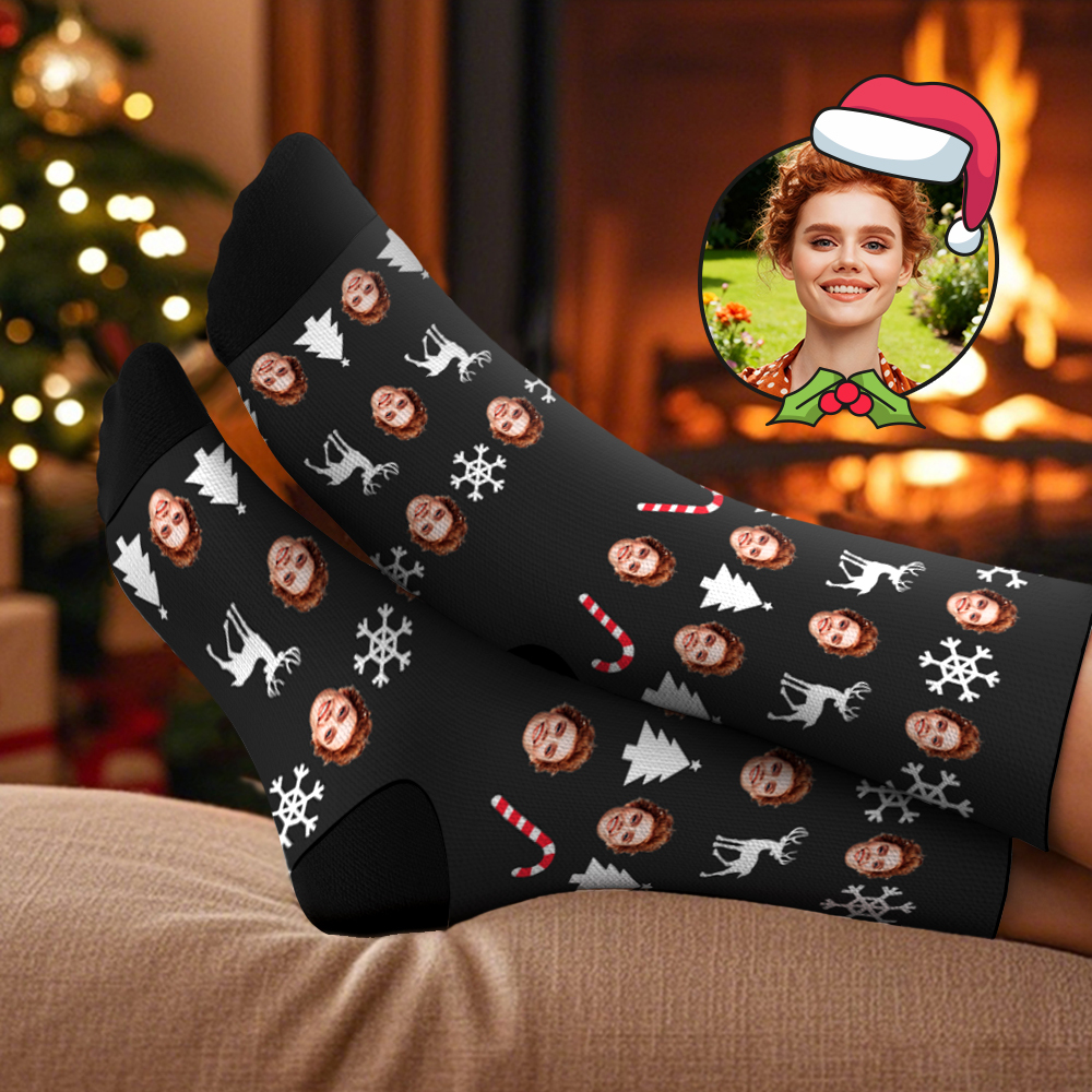 Calcetines Personalizados Para Árbol De Navidad, Calcetines Personalizados Con Cara, Regalo De Papá Noel Para La Familia - MyFaceSocksES