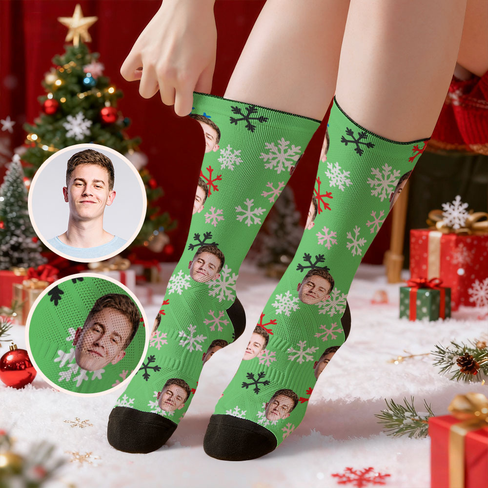 Calcetines Navideños Divertidos Y Personalizados, Calcetines Con Cara Personalizada, Calcetines De Papá Noel, Regalo - MyFaceSocksES