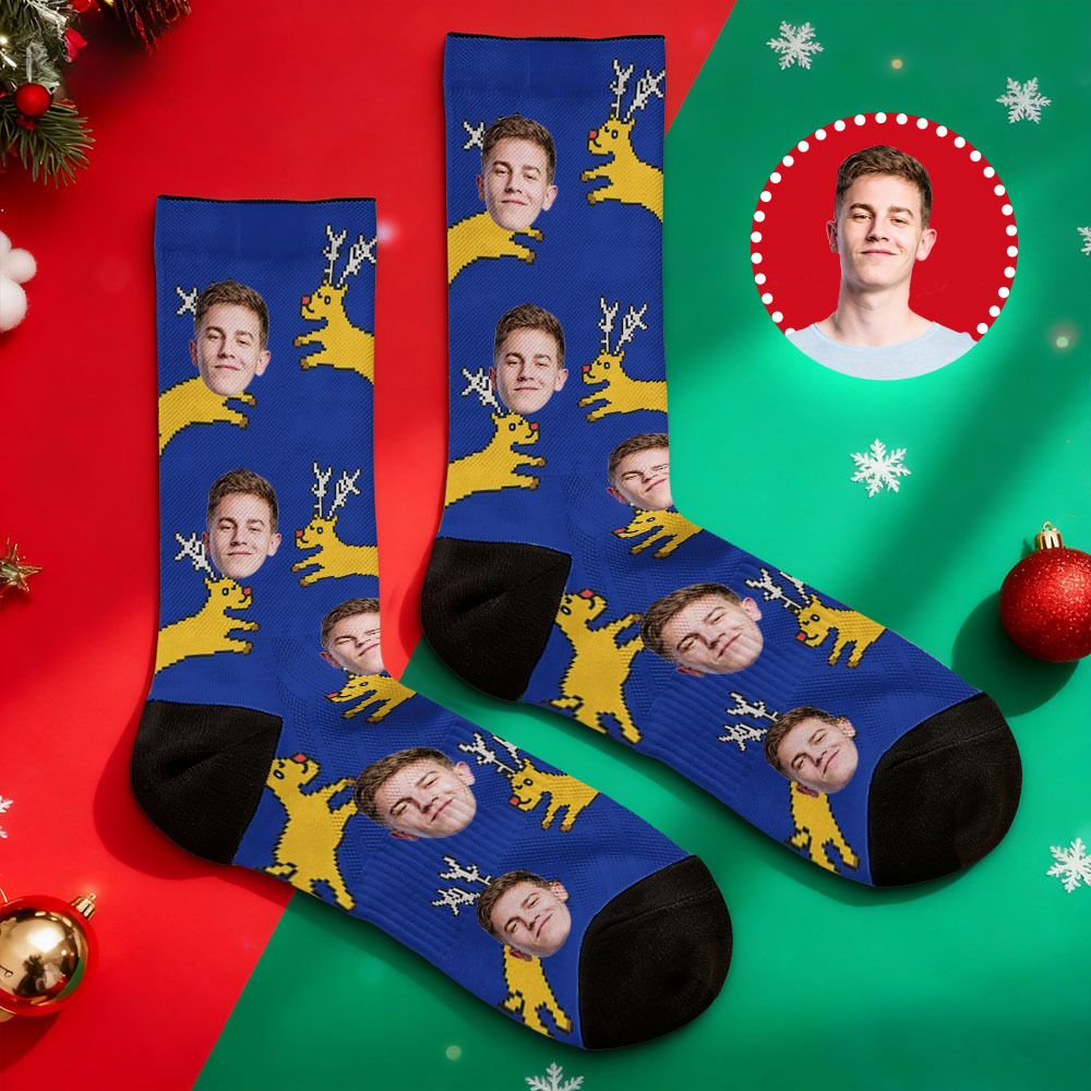 Calcetines Navideños Divertidos Y Personalizados, Calcetines Con Cara Personalizada, Calcetines De Papá Noel, Regalo - MyFaceSocksES