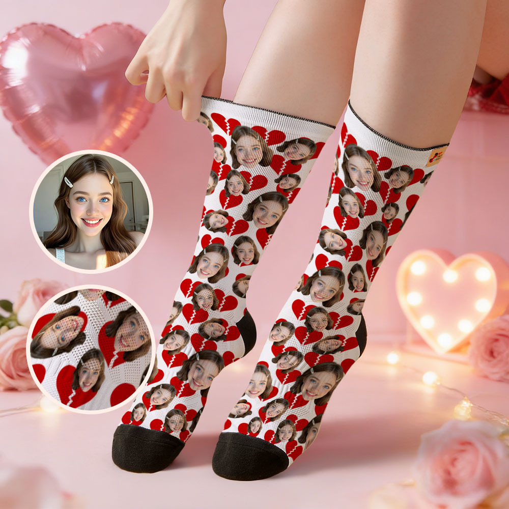 Calcetines Personalizados Con Labios Rojos Y Cara, Calcetines Con Temática De San Valentín, Calcetines Personalizados Con Cara, Regalo Para Pareja - MyFaceSocksES