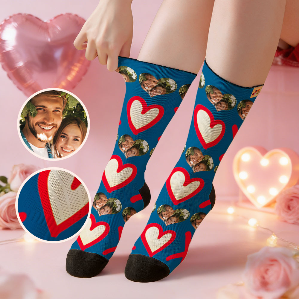 Calcetines Personalizados Con Cara De Corazón Negro, Calcetines Personalizados Para El Día De San Valentín Con Foto, Bonito Patrón De Corazón, Regalo Para Pareja - MyFaceSocksES