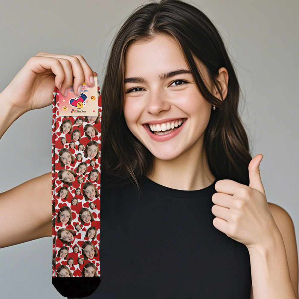 Calcetines Personalizados Con Foto De San Valentín, Regalo De Calcetines Rojos Con Corazón, Bonito Regalo Para Él O Ella - MyFaceSocksES