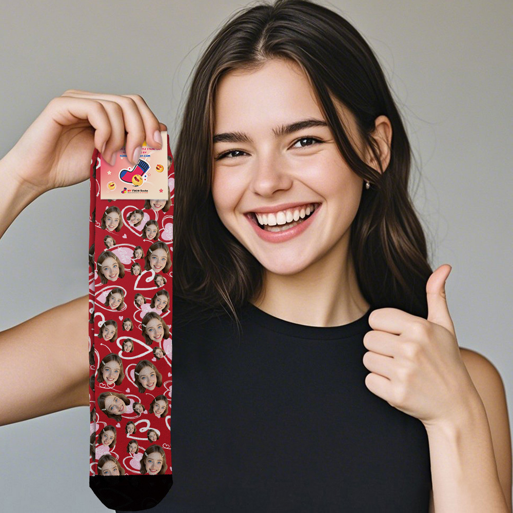 Calcetines Personalizados Con Foto De San Valentín, Regalo De Calcetines Rojos Con Corazón, Bonito Regalo Para Él O Ella - MyFaceSocksES