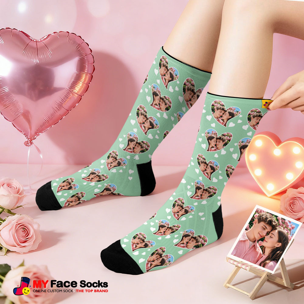 Calcetines Personalizados Con Temática De Pareja Y Cara De Corazón, Calcetines Personalizados Para San Valentín Con Foto, Regalo Para Pareja - MyFaceSocksES