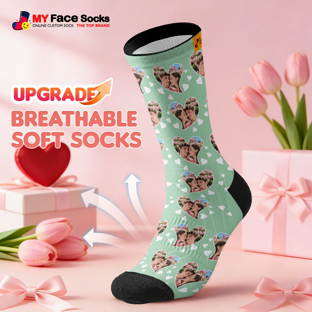 Calcetines Personalizados Con Temática De Pareja Y Cara De Corazón, Calcetines Personalizados Para San Valentín Con Foto, Regalo Para Pareja - MyFaceSocksES