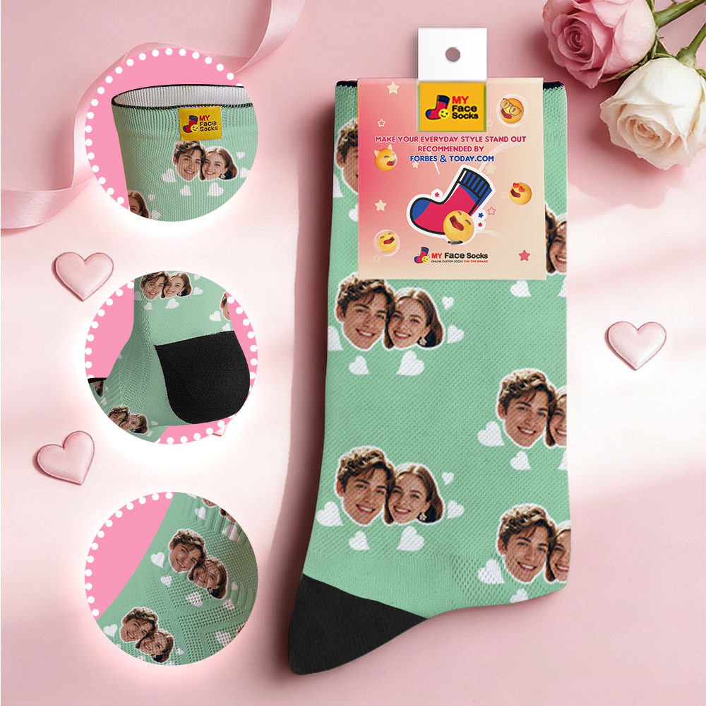 Calcetines Personalizados Con Temática De Pareja Y Cara De Corazón, Calcetines Personalizados Para San Valentín Con Foto, Regalo Para Pareja - MyFaceSocksES