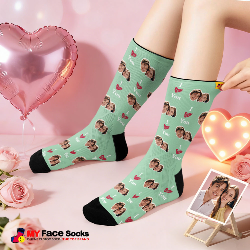 Calcetines Personalizados Con Temática De Pareja Y Cara De Corazón, Calcetines Personalizados Para San Valentín Con Foto, Regalo Para Pareja - MyFaceSocksES
