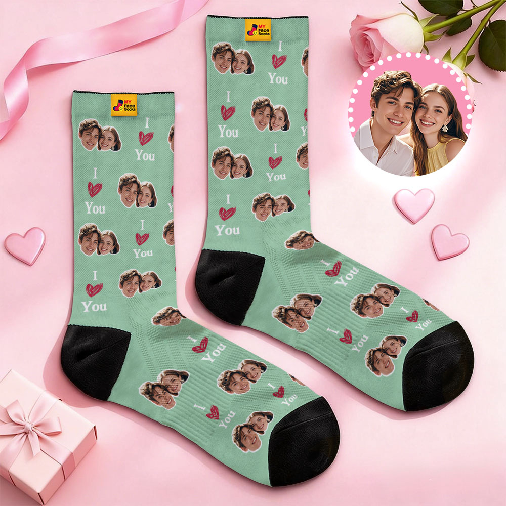 Calcetines Personalizados Con Temática De Pareja Y Cara De Corazón, Calcetines Personalizados Para San Valentín Con Foto, Regalo Para Pareja - MyFaceSocksES