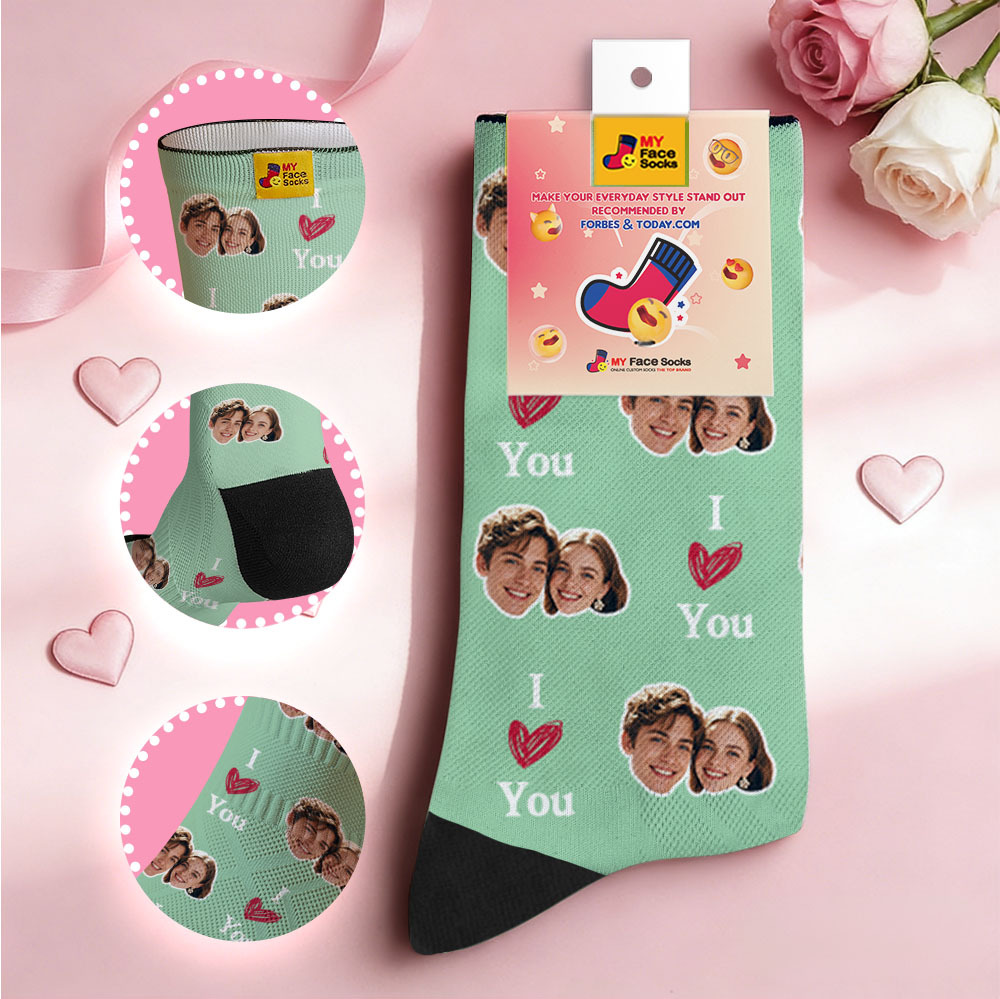 Calcetines Personalizados Con Temática De Pareja Y Cara De Corazón, Calcetines Personalizados Para San Valentín Con Foto, Regalo Para Pareja - MyFaceSocksES