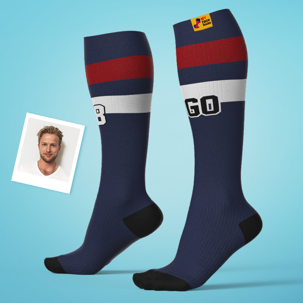 Calcetines De Compresión Facial Personalizados Hasta La Rodilla, Calcetines Deportivos Hasta La Rodilla, Regalo Para Deportistas. - MyFaceSocksES