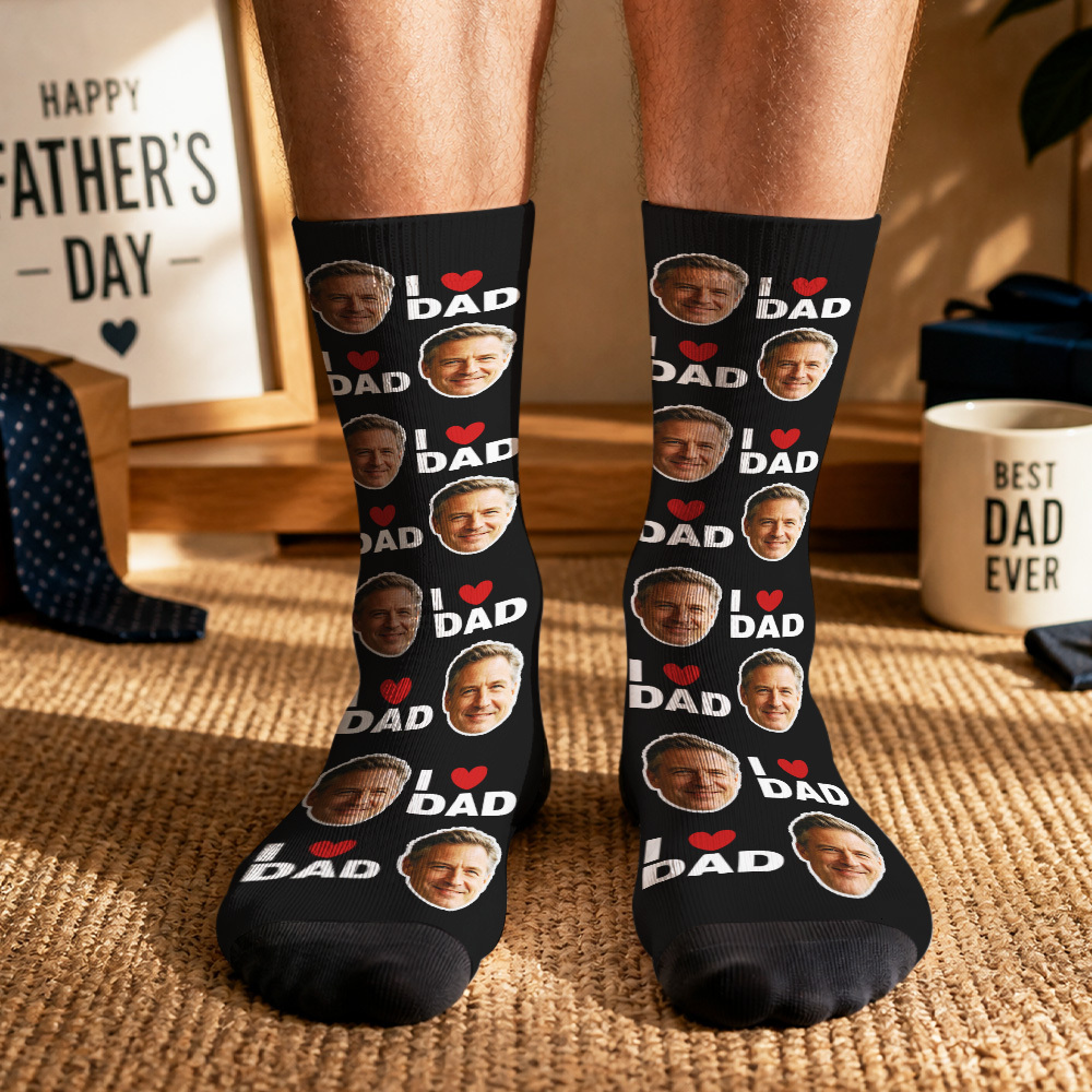 Calcetines Personalizados Para Papá, Regalo Para Papá, Me Encantan Los Calcetines Para Papá, Regalo Para El Abuelo, Día Del Padre, Calcetines Faciales Personalizados, El Mejor Papá De Todos Los Tiempos - MyFaceSocksES