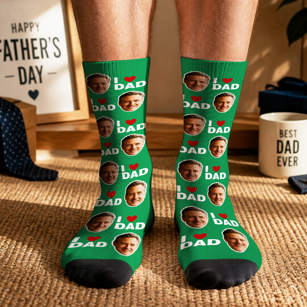 Calcetines Personalizados Para Papá, Regalo Para Papá, Me Encantan Los Calcetines Para Papá, Regalo Para El Abuelo, Día Del Padre, Calcetines Faciales Personalizados, El Mejor Papá De Todos Los Tiempos - MyFaceSocksES
