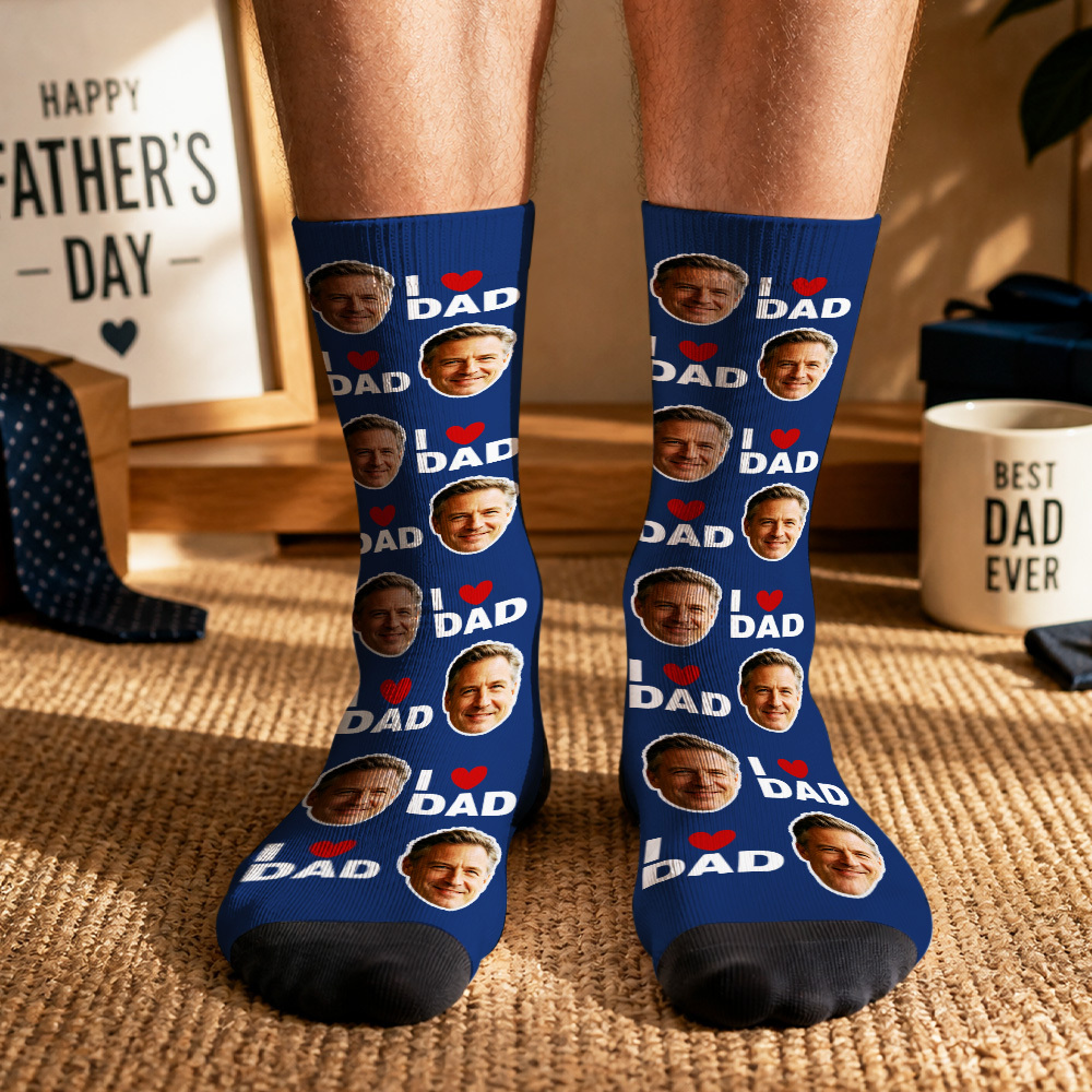 Calcetines Personalizados Para Papá, Regalo Para Papá, Me Encantan Los Calcetines Para Papá, Regalo Para El Abuelo, Día Del Padre, Calcetines Faciales Personalizados, El Mejor Papá De Todos Los Tiempos - MyFaceSocksES