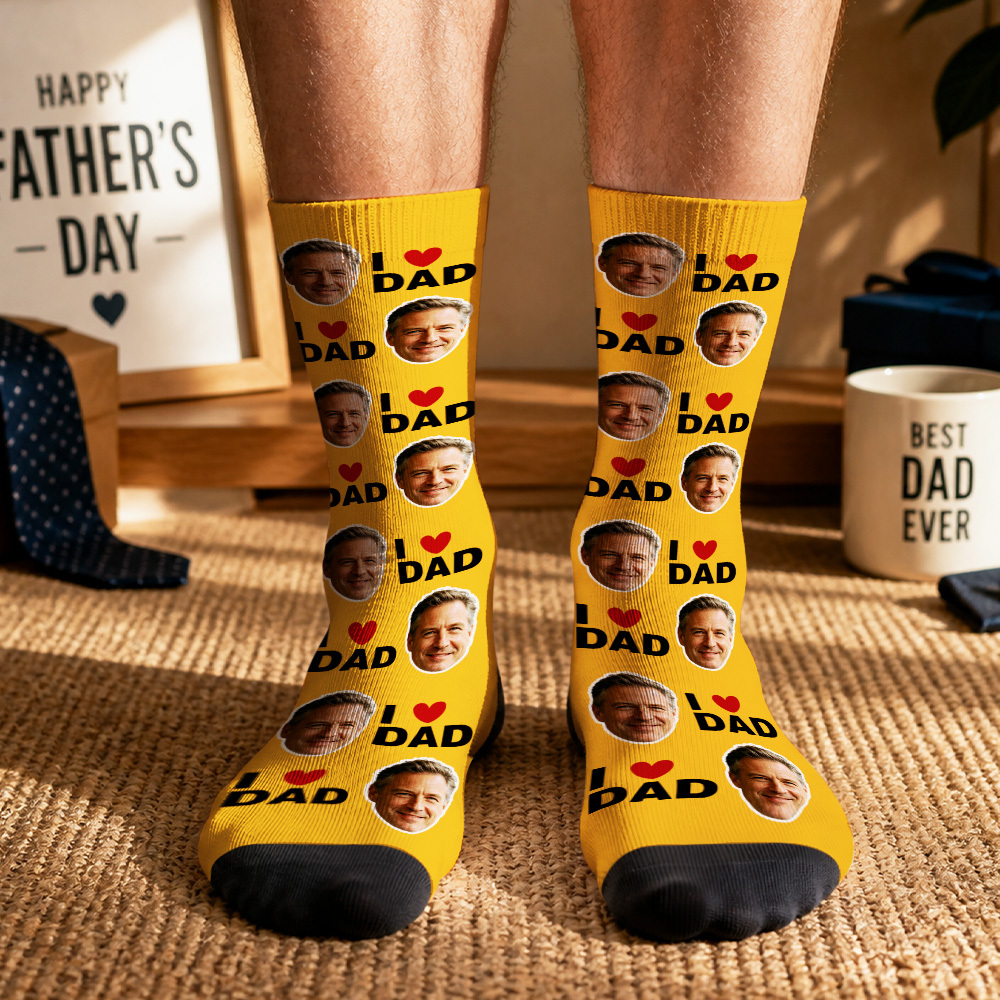 Calcetines Personalizados Para Papá, Regalo Para Papá, Me Encantan Los Calcetines Para Papá, Regalo Para El Abuelo, Día Del Padre, Calcetines Faciales Personalizados, El Mejor Papá De Todos Los Tiempos - MyFaceSocksES