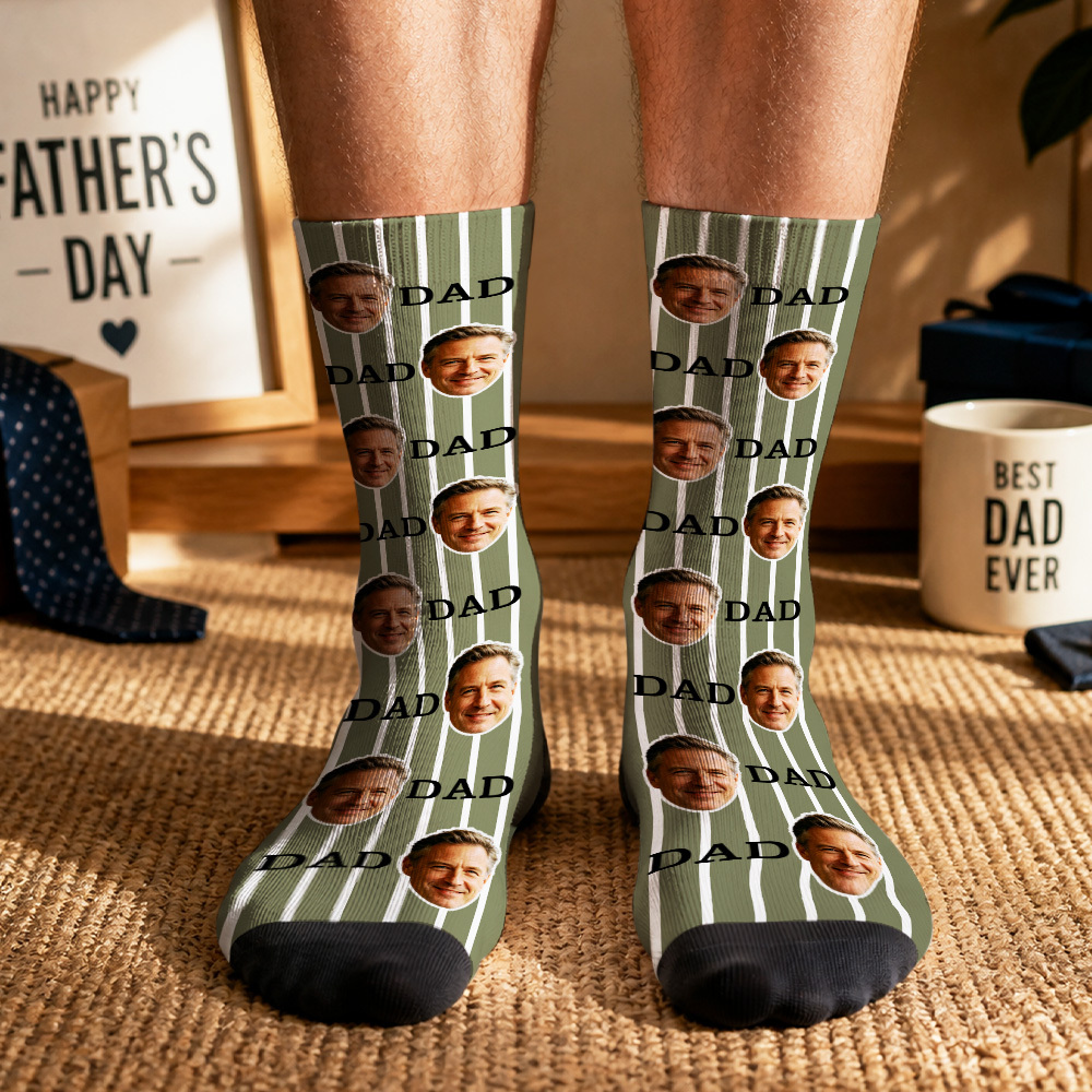 Calcetines Personalizados Con Cara De Papá, Calcetines Con Foto Personalizados Para Regalo Del Día Del Padre, Regalo Divertido Para Papá, Calcetines Con El Mejor Papá De Todos Los Tiempos, Regalo De Calcetines Para Abuelo - MyFaceSocksES