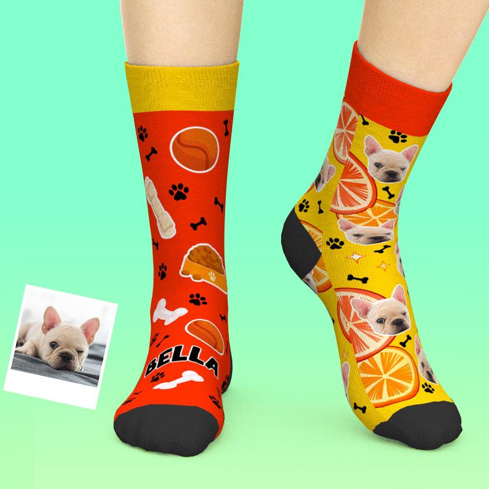 Calcetines De Cara Personalizados Agregue Imágenes Y Nombre Calcetines De Hueso De Perro - MyFaceSocksES