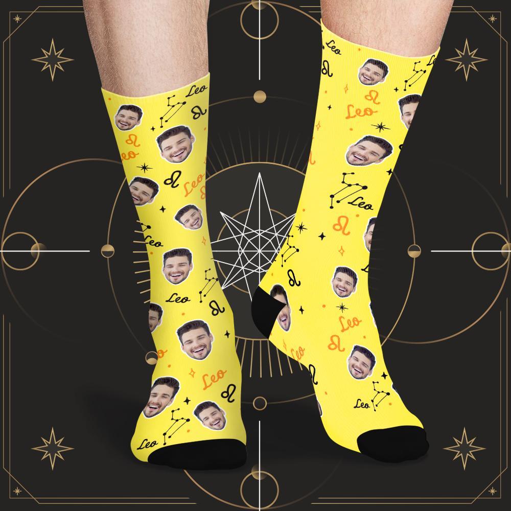 Calcetines De La Suerte De Leo Personalizados Calcetines De La Suerte De La Constelación Exclusivos De La Cara Personalizada - MyFaceSocksES