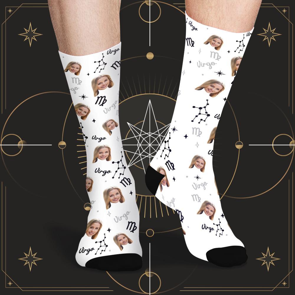 Calcetines De La Suerte De Virgo Personalizados Calcetines De La Suerte De La Constelación Exclusivos De La Cara Personalizada - MyFaceSocksES