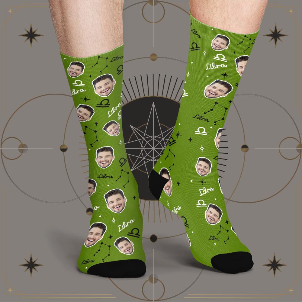 Calcetines De La Suerte De Libra Personalizados Calcetines De La Suerte De La Constelación Exclusivos De La Cara Personalizada - MyFaceSocksES