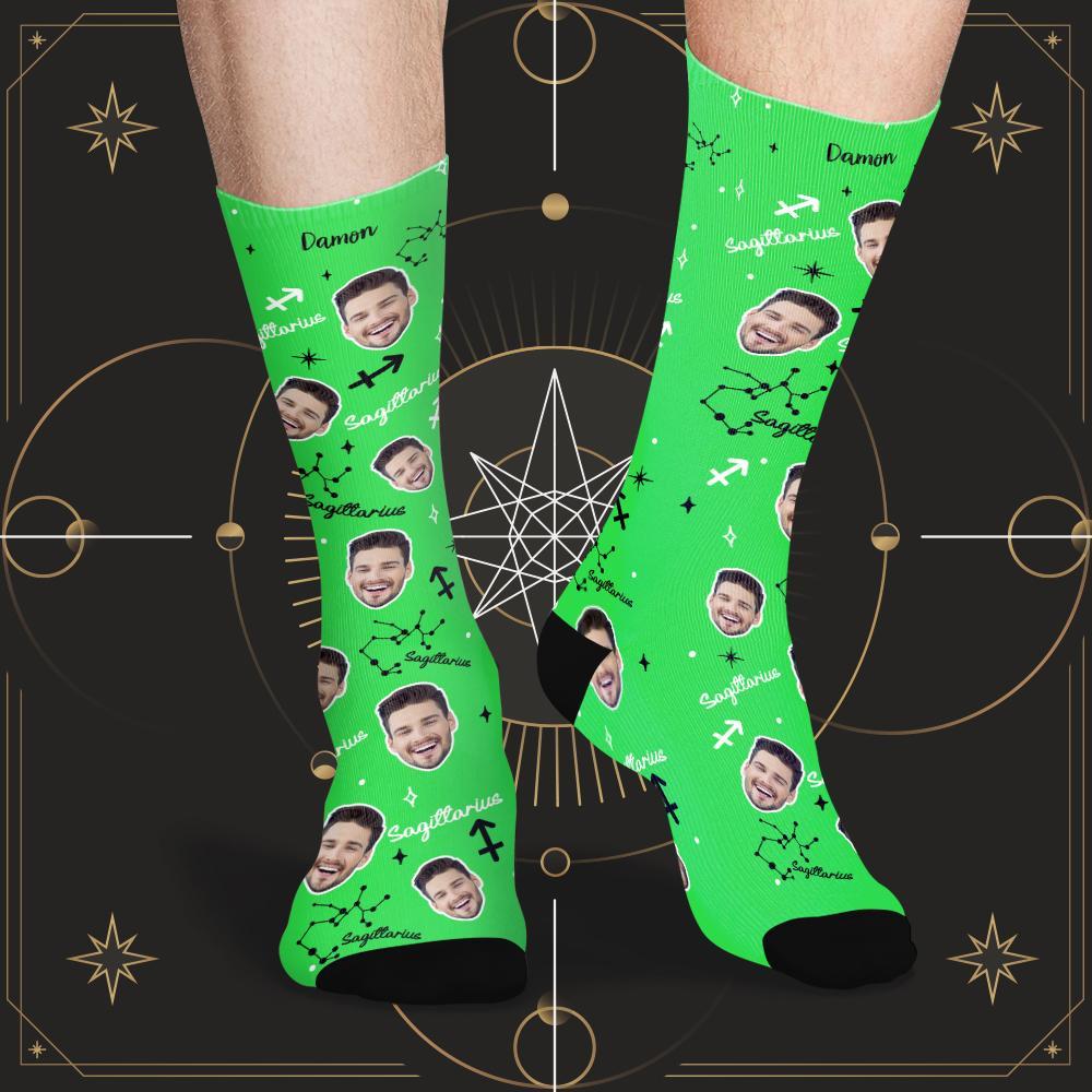 Calcetines De La Suerte De Sagitario Personalizados Calcetines De La Suerte De La Constelación Exclusivos De La Cara Personalizada - MyFaceSocksES