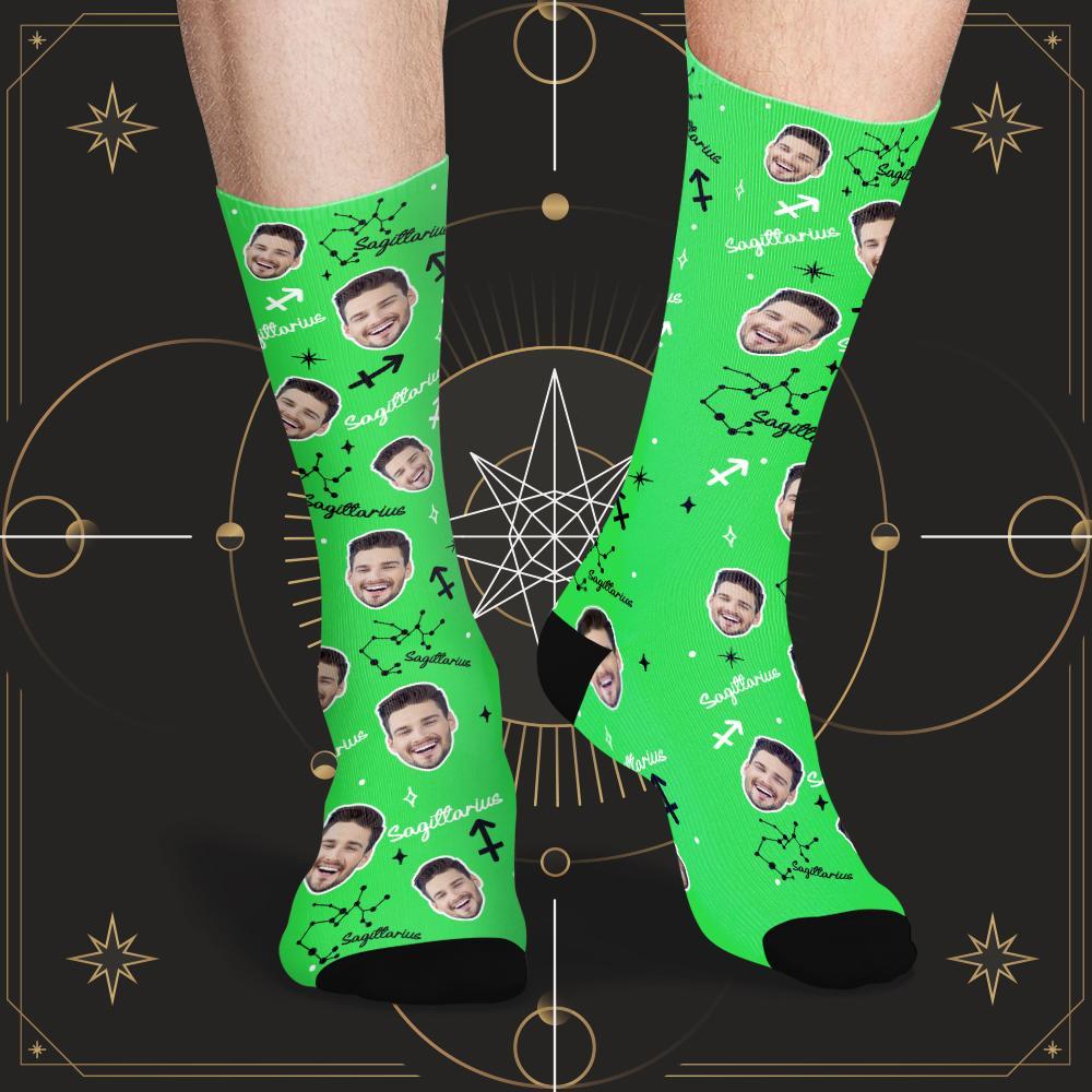 Calcetines De La Suerte De Sagitario Personalizados Calcetines De La Suerte De La Constelación Exclusivos De La Cara Personalizada - MyFaceSocksES