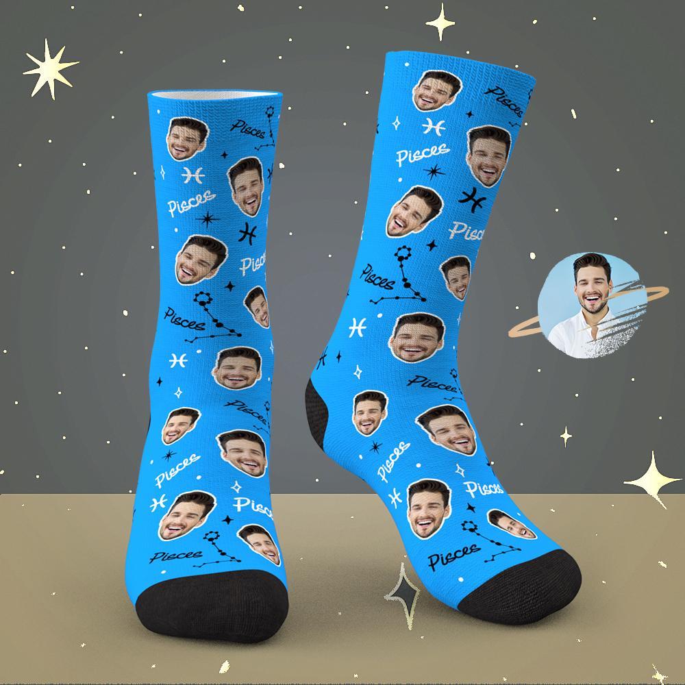 Calcetines De La Suerte De Piscis Personalizados Calcetines De La Suerte De La Constelación Exclusivos De La Cara Personalizada - MyFaceSocksES